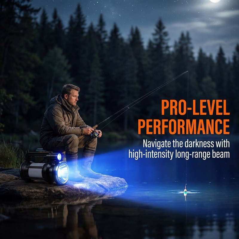 80W Solar Portable Searchlight Rechargeable LED Work Light Camping