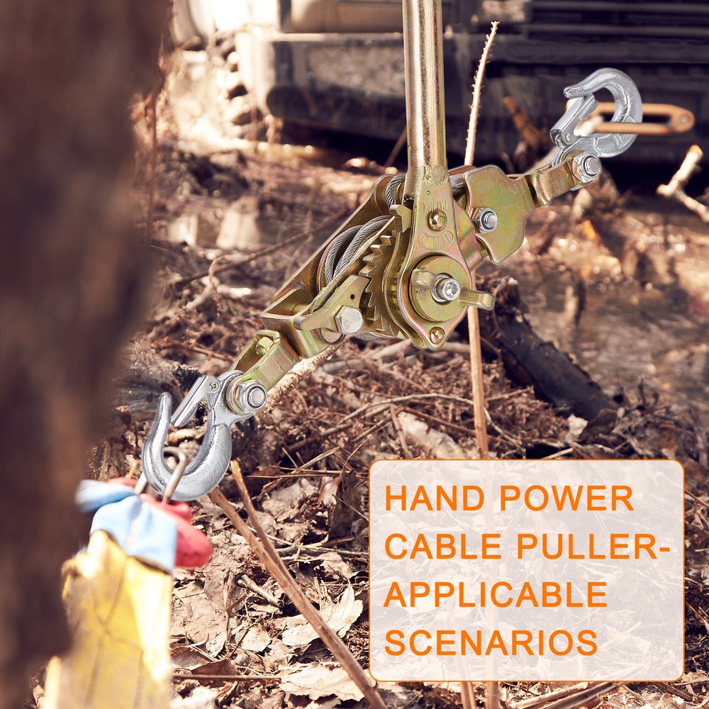 Come Along Winch,1 Ton Winch,Hand Cable Puller with 2 Hooks 1 Pcs