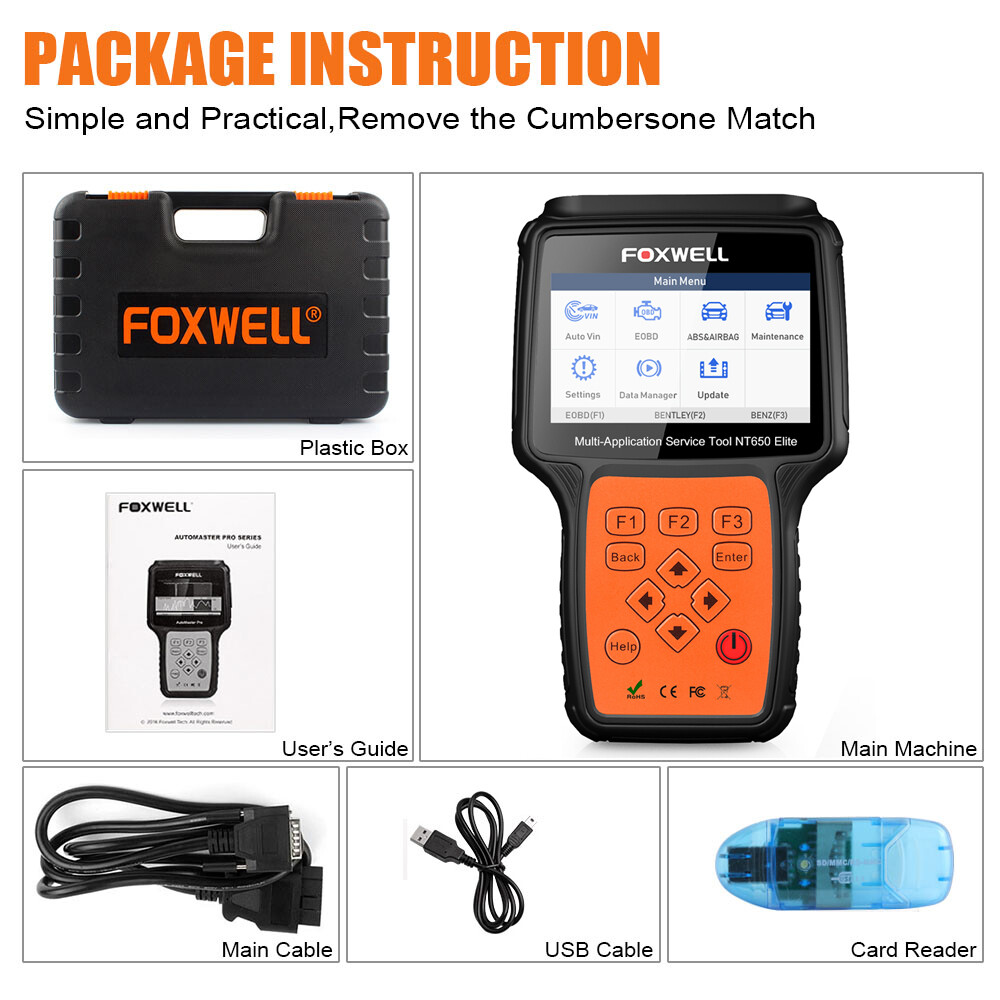 FOXWELL OBD2 Scanner Car ABS SRS Engine Systems Code Reader Bidirectional Test