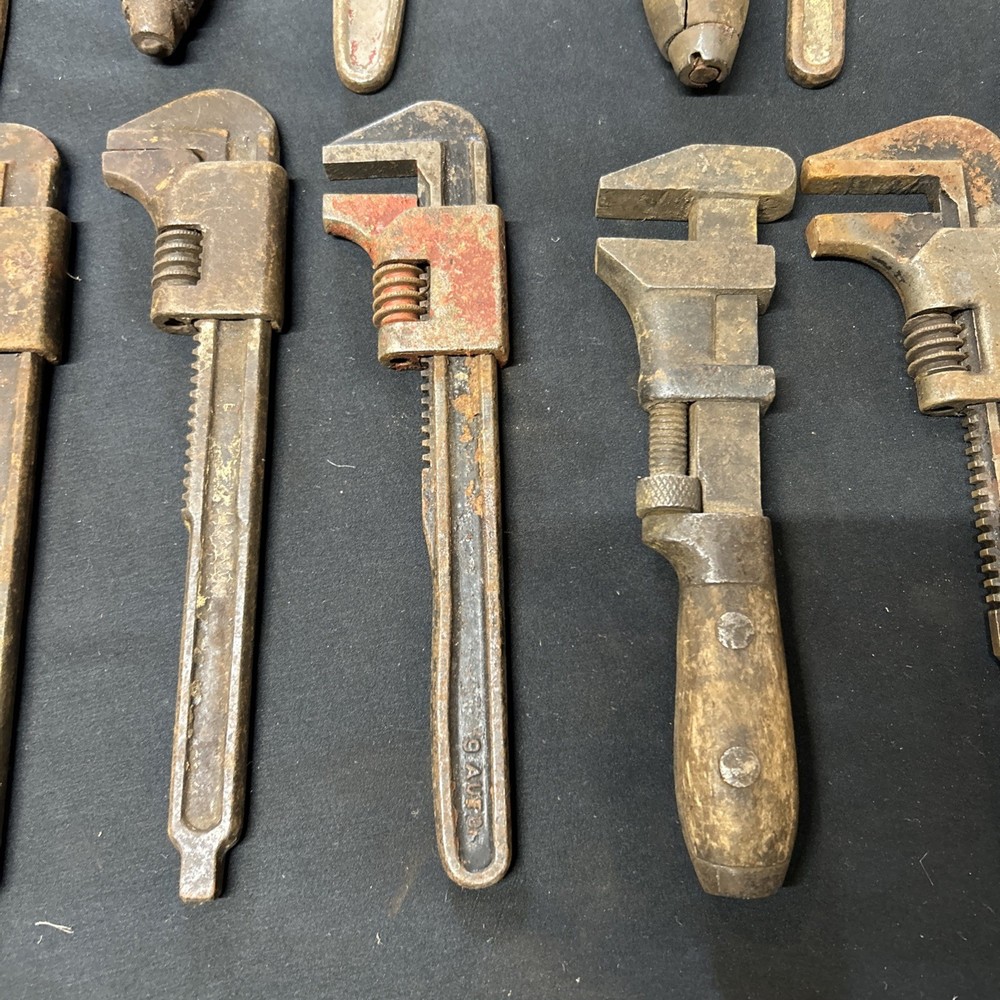 Lot Of 17 Old Pipe Wrenches