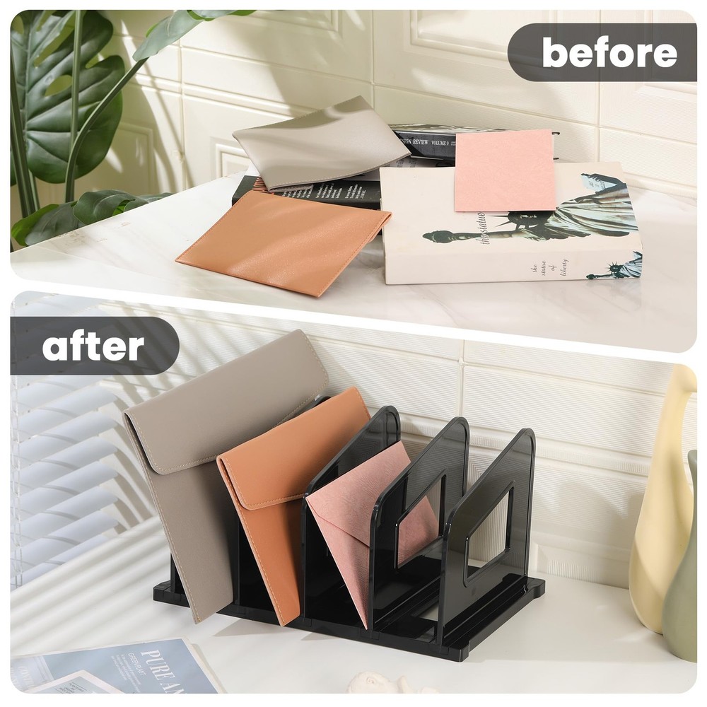 File Organizer, Acrylic Folder Organizer File Sorter, Plastic Vertical Divide...
