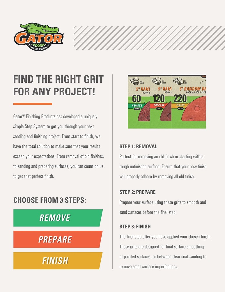 Gator 9" x 11" Multi-Surface Sanding Sheets, 50 Grit, 25 Pack