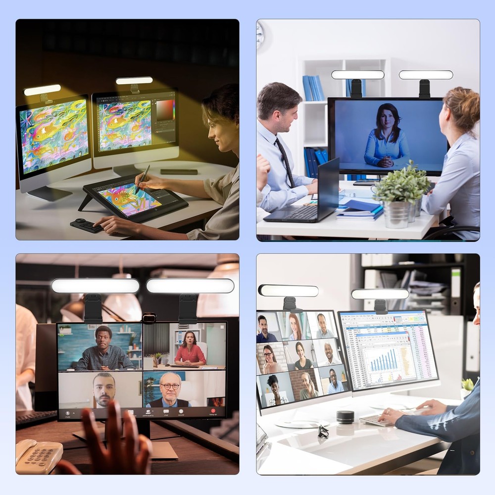 Video Conference Lighting, Webcam Light with Remote & Touch Control, 3 Color ...