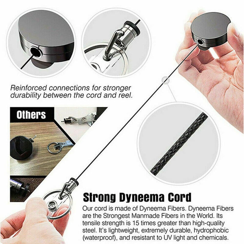 1Pcs Retractable Heavy Duty Pull Ring Key Chain Recoil Keyring Wire Rope Holder
