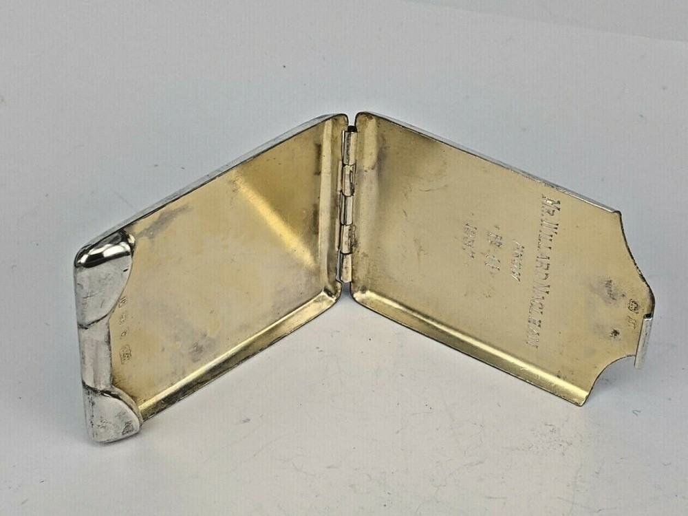 1936 Solid Silver striped vesta matchbook holder by R Pringle