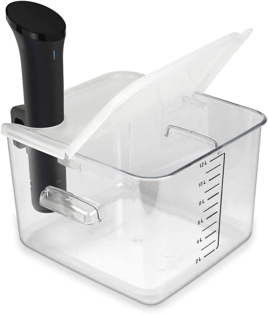 Sous Vide Container 12 Quart Collapsible Hinged Lid for Anova Cooker New