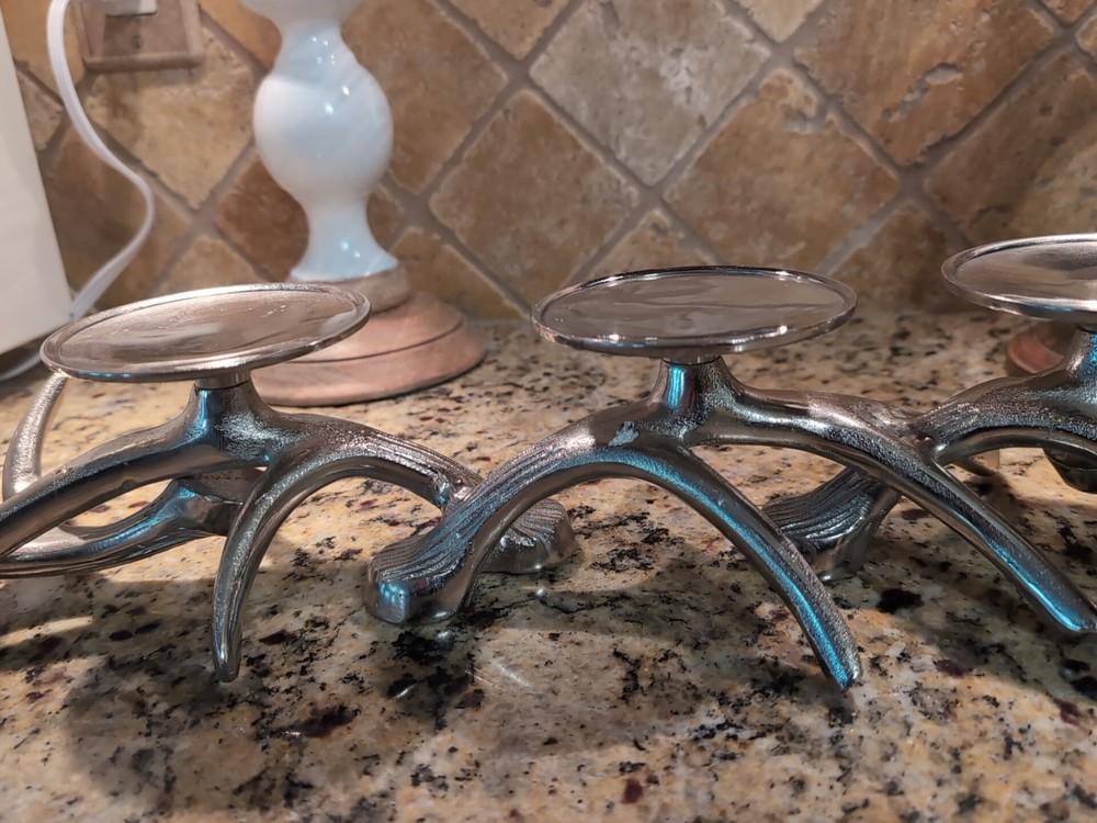 Candelabras Candle Holders 3 Silver Antlers