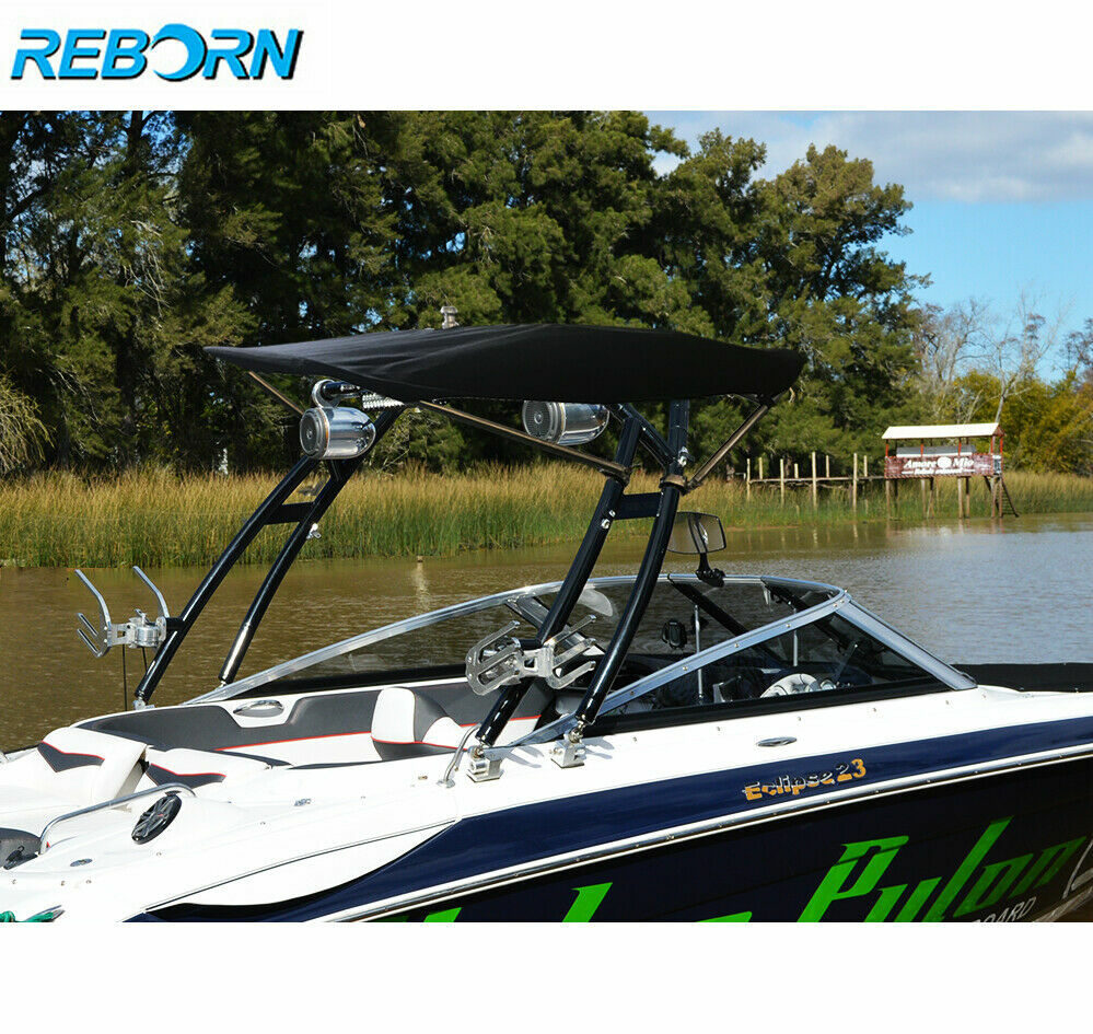 Reborn Launch Forward-facing Wakeboard Tower Polished + Pro3 Tower Bimini PKG
