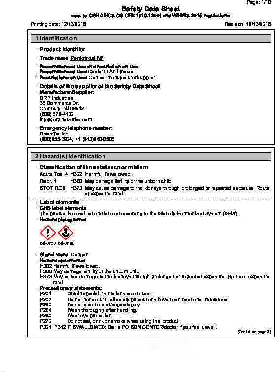 Engine Coolant / Antifreeze CRP 8114117