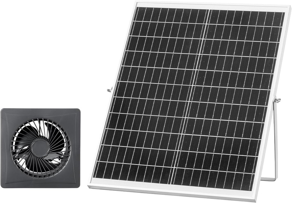 Solar Powered Fan, 25W Solar Panel with 220 CFM Airflow, Adjustable Panel Angle,