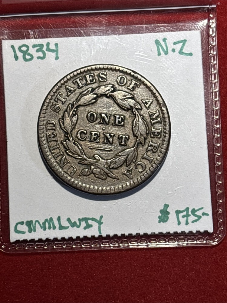 1834 Coronet Large Cent US Copper Newcomb 2 Variety