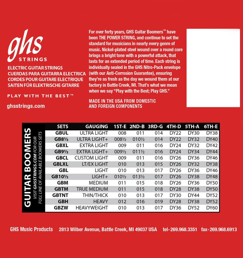 GHS Strings Electric Guitar Strings (GB9 ½-10 SET) (10 sets)