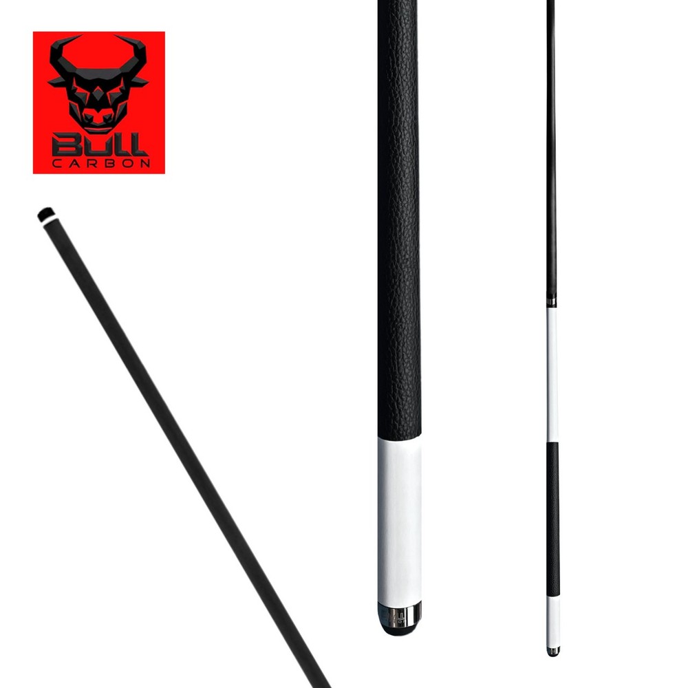 LD15 White Matte Pool Cue with Leather Lore Wrap | Bull Carbon