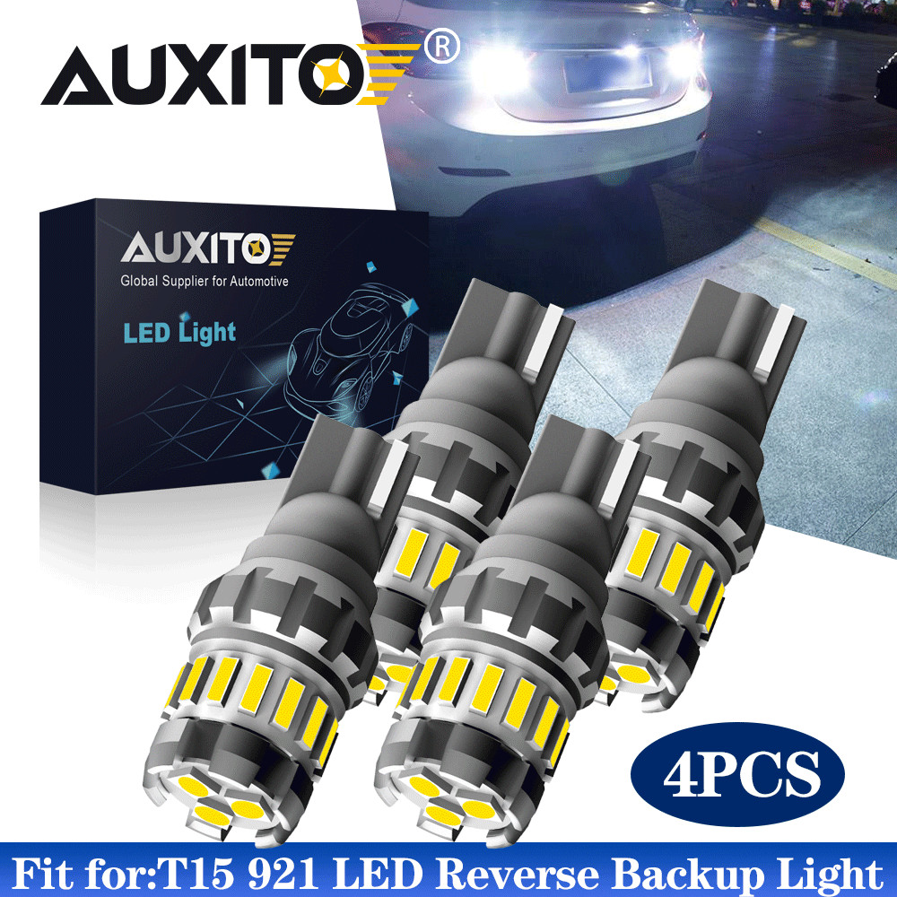 Pack4 AUXITO 921 912 T15 LED Reverse Backup Light Bulb 2400LM 6500K Super Bright