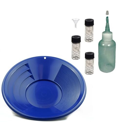 Sluice Monkey 12" Blue Gold Pan Kit with 4oz Sniffer Bottle & More