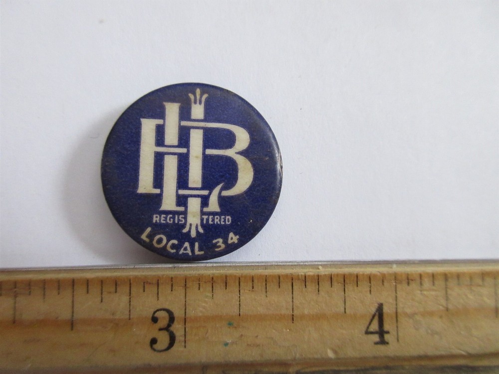 vintage Bartenders Local 34 pin pinback 7/8"