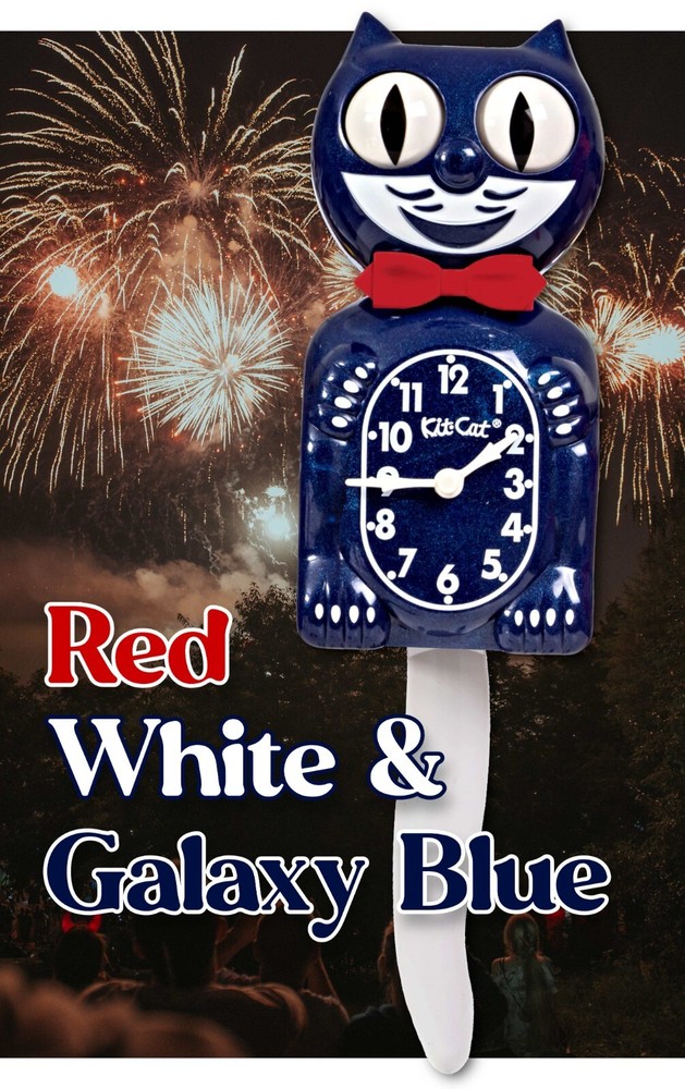 Kit-Cat Klock Red, White & Galaxy Blue Clock (15.5″ high)