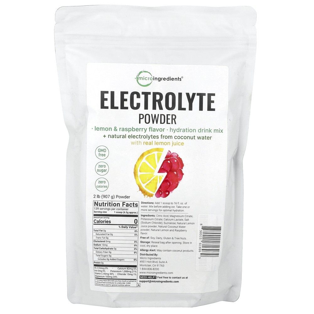 Electrolyte Powder, Lemon & Raspberry, 2 lb (907 g)