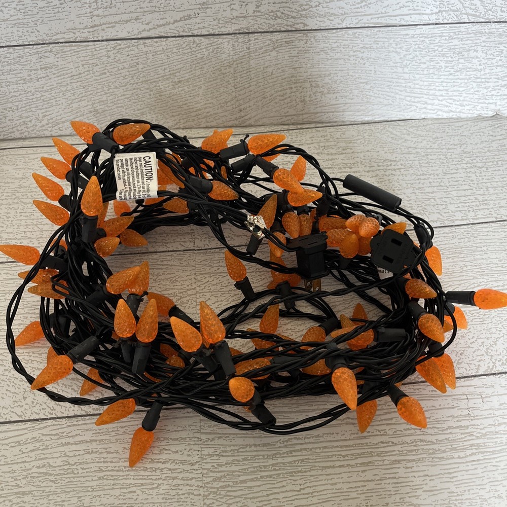 100 Ct Diamond Cut Pinecone Orange Halloween String Light Set