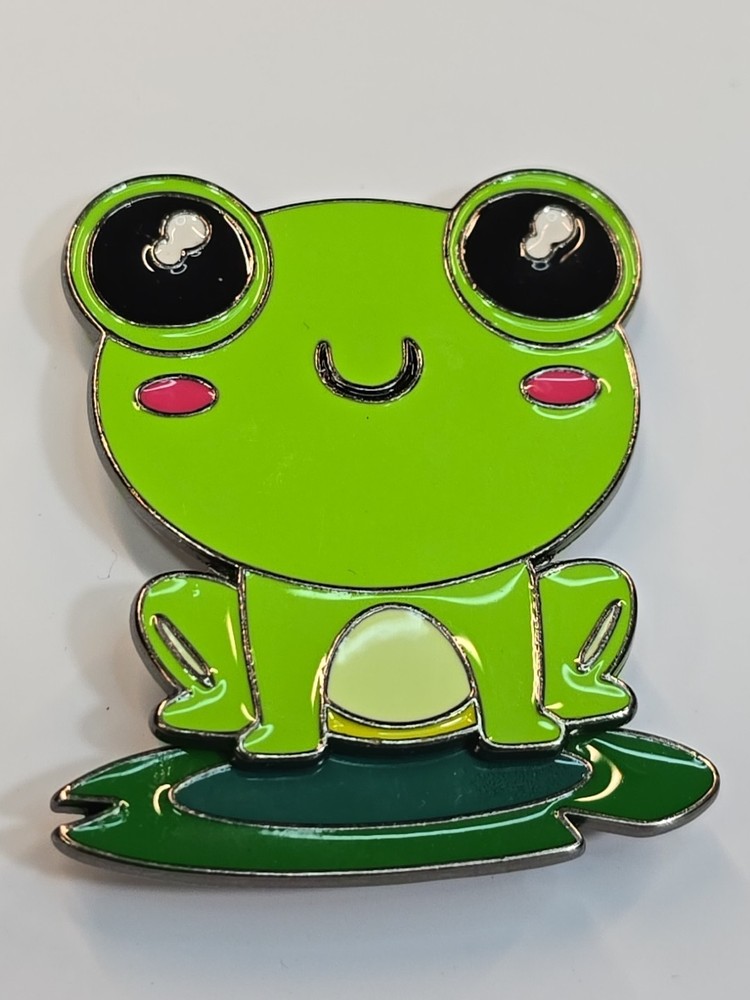 Frog On Springing Lilly Pin Lapel Pin Large Size