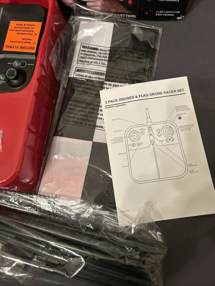 Sharper Image Dual 2 Pack Drones & Flag Racer Drone Set New In Open Box