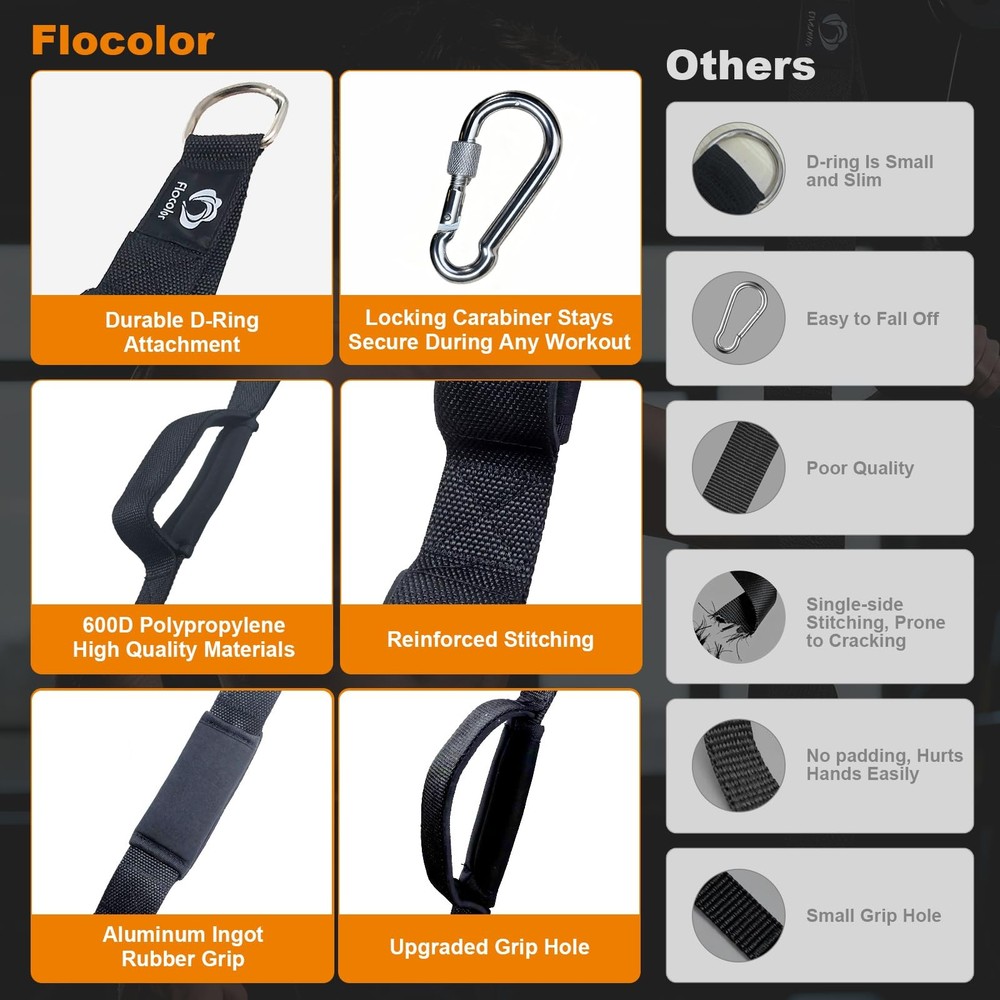 Tricep Rope Cable Attachment 6 Anti-Slip Handles Multi-Length Pull Down