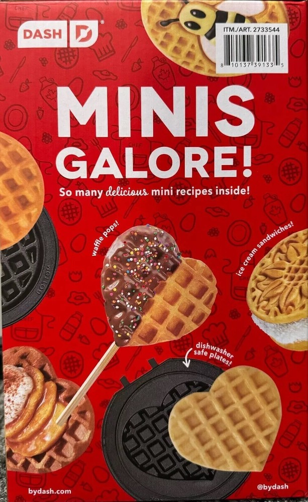 Dash Multi-Plate Mini Waffle Maker 7 removable Plates Recipie guide included