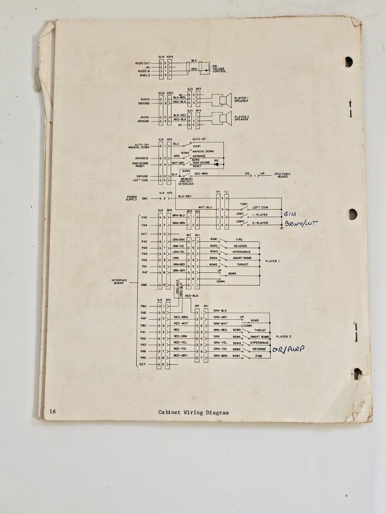 WILLIAMS DEFENDER COCKTAIL VIDEO GAME SCHEMATICS MANUAL & 3 SHEETS