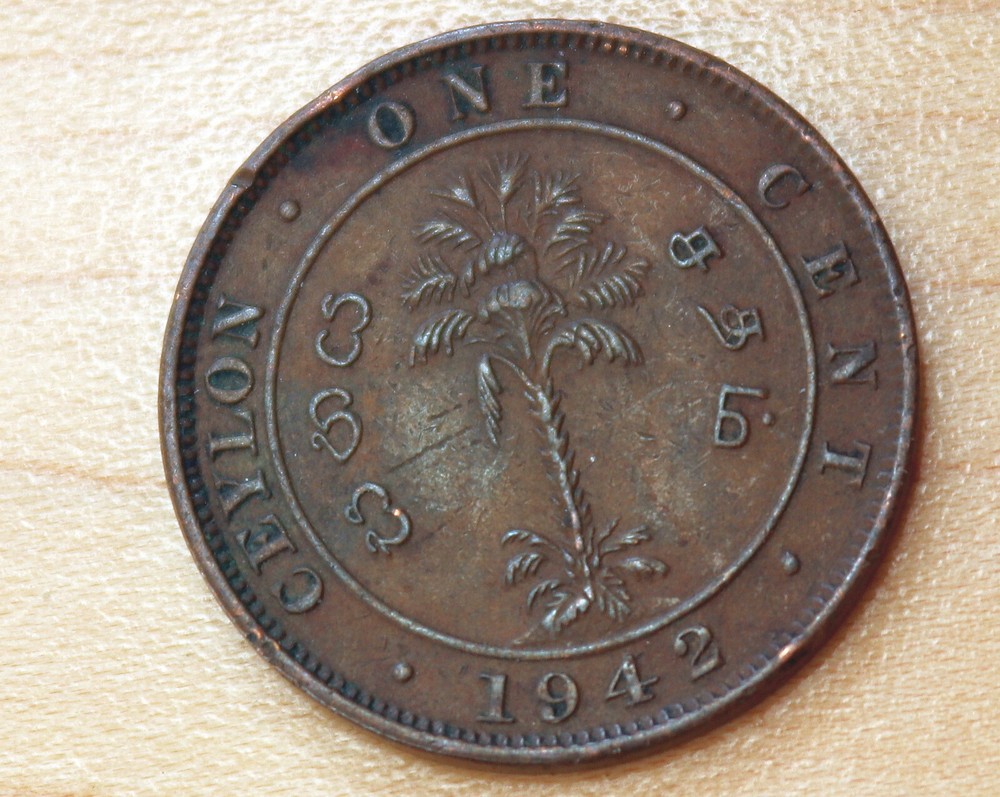 1942 Ceylon Sri Lanka 1 Cent Thick Planchet