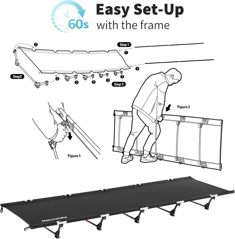 Compact & Protable Camping Bed Easy to Assemble Folding Tent Cot with Carry Bag