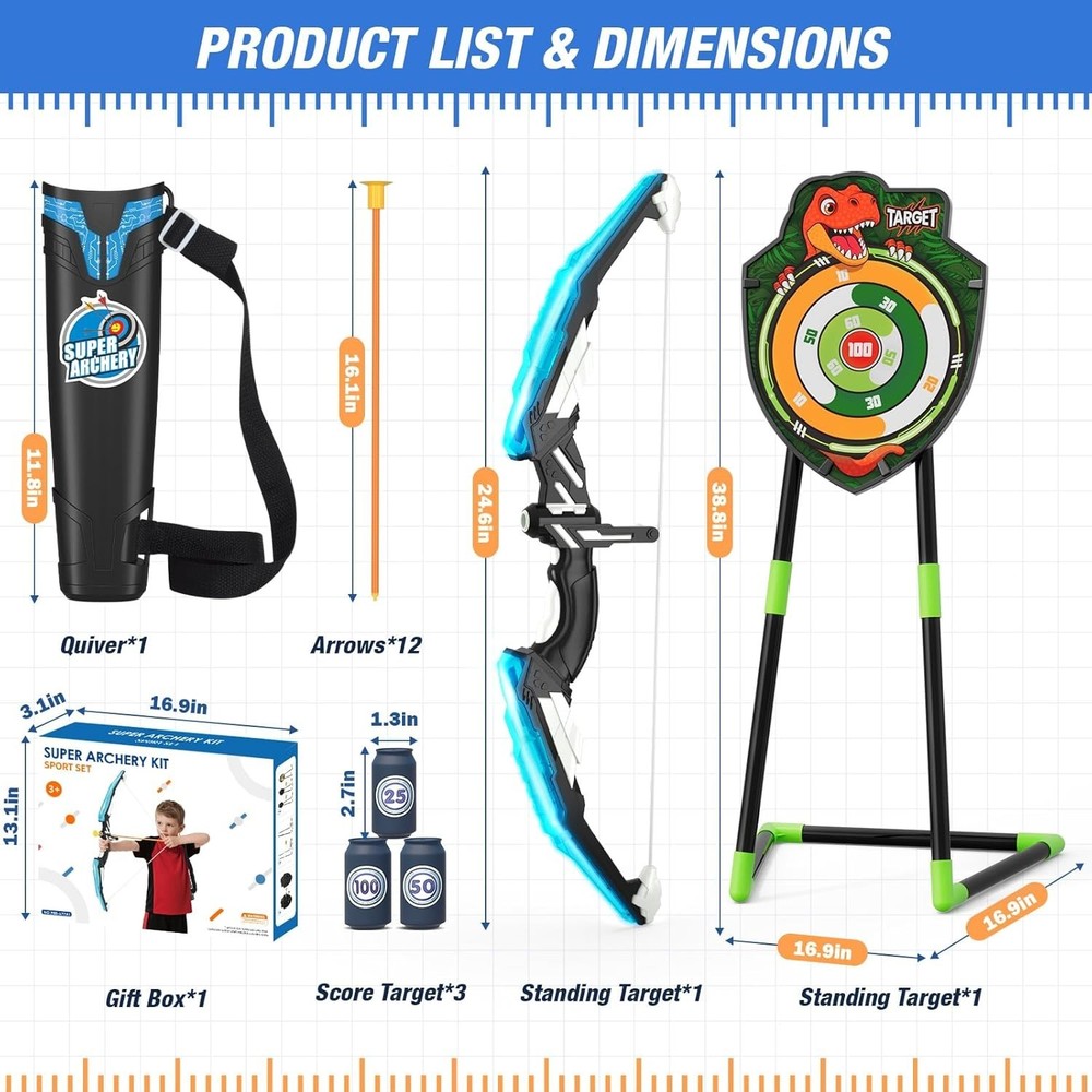Children's LED Archery Set with Suction Cup Arrows