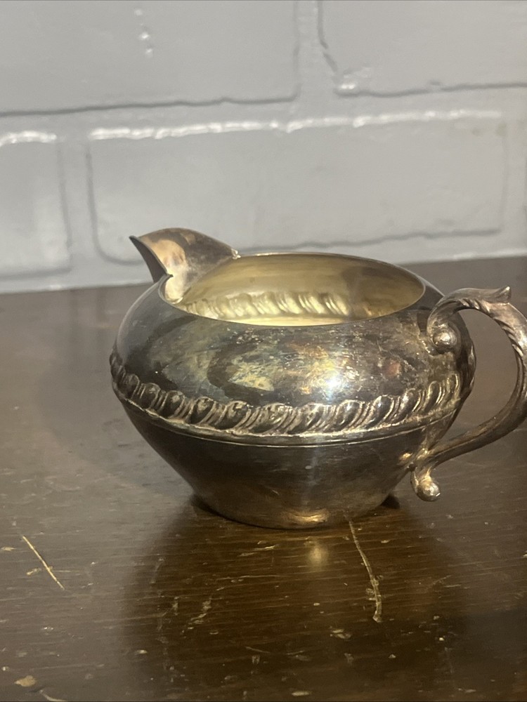 silver-plated sugar and creamer set