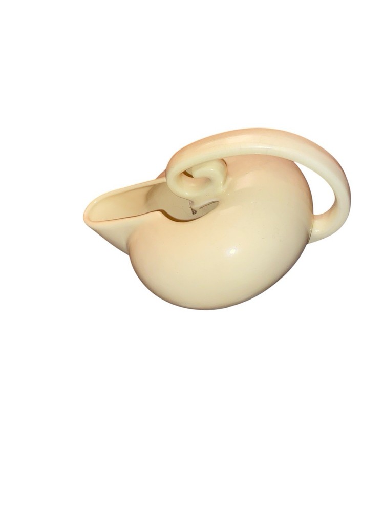 Modernist Form Curved Handle Pottery Pitcher 5.5" High Rare Unique Pretty