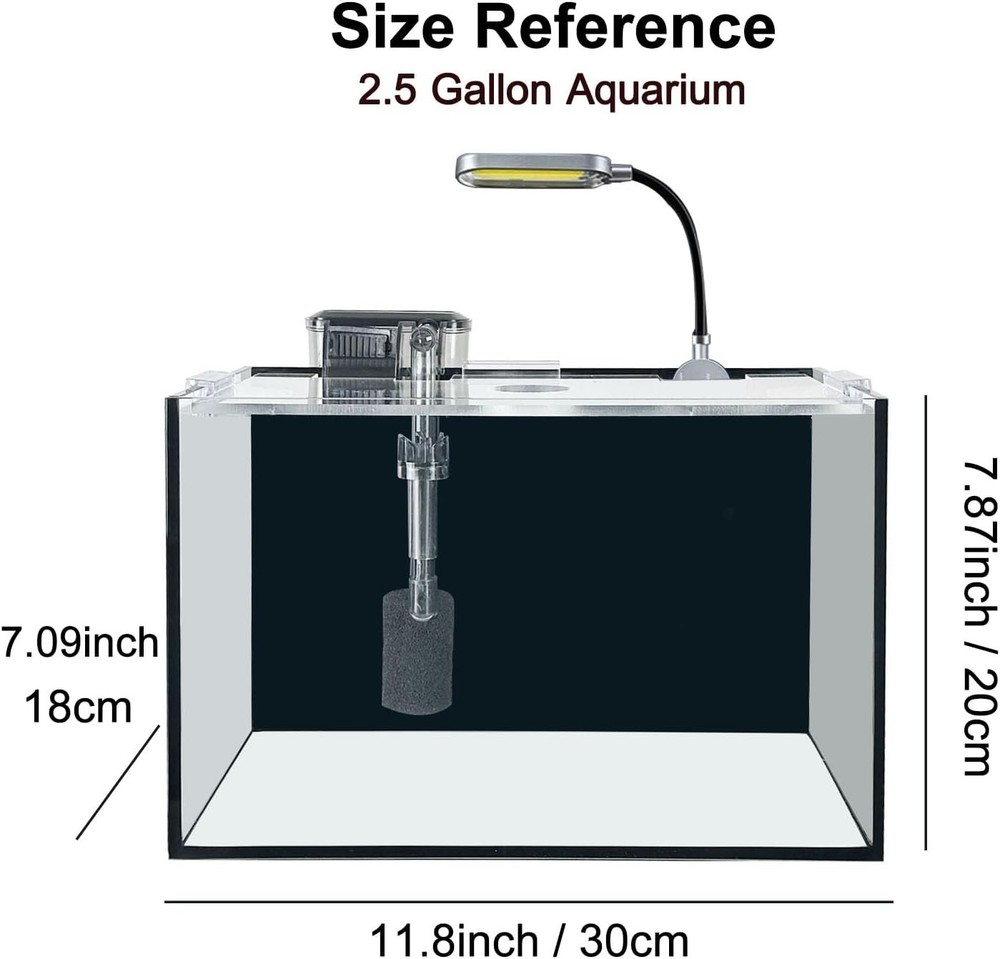 Complete 2.5 Gallon Desktop Aquarium Kit with Filter & LED Light - Modern Decor