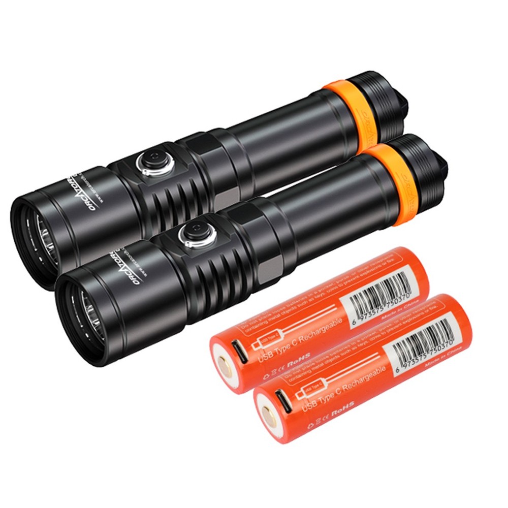 OrcaTorch D710 3000 Lumens Dive Light - 2 Pack