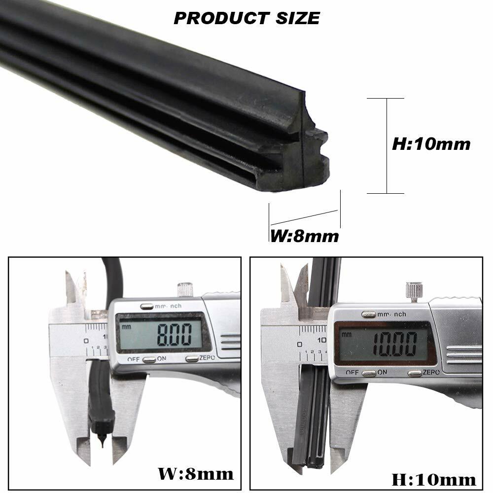 Auto Windshield Wiper Blade Refill Frame 2 PCs 25-1/2" 8 mm Replacement Rubber
