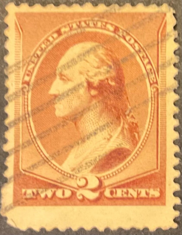 1883 2c Washington regular issue, Scott #210, Used, Fine, 2 blind perfs