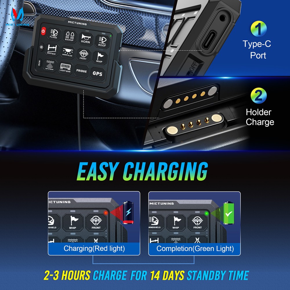 MICTUNING P1s-Wireless RGB Switch Panel Range 328FT Toggle Relay System Circuit
