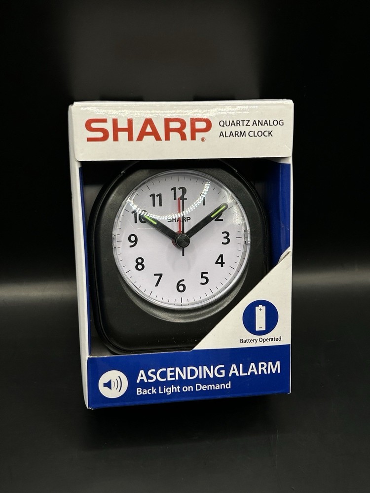 BRAND NEW Sharp Quartz Analog Alarm Clock - Ascending Alarm & Back Light