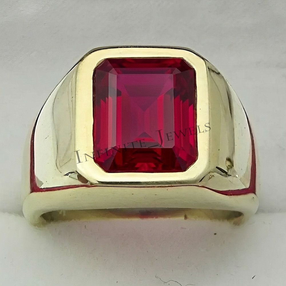 Solid 925 Sterling Silver With Ruby Gemstone Handmade Ring for Men's All Size