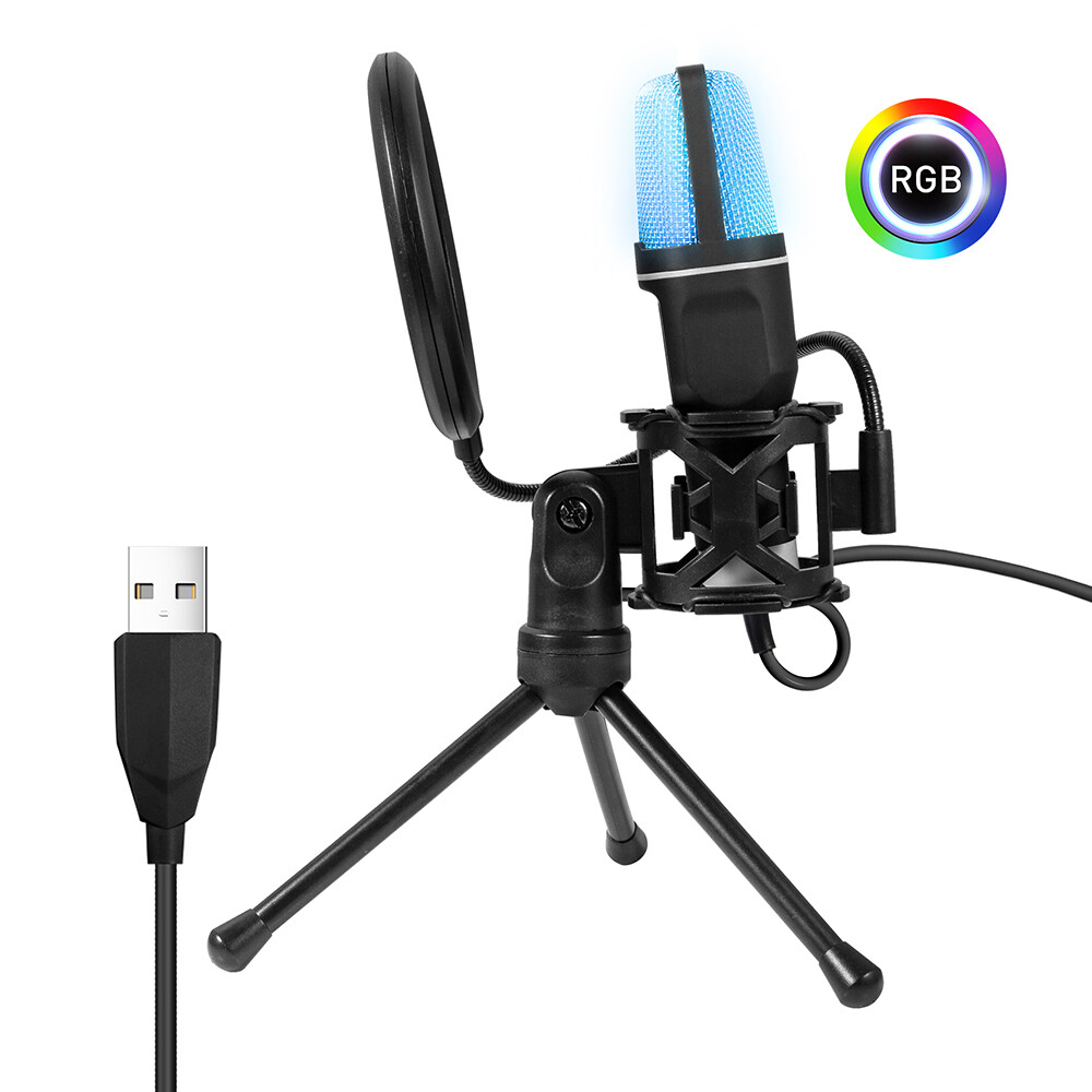 Desktop Condenser Microphone Mic Kit Broadcasting Studio Recording for PC Laptop