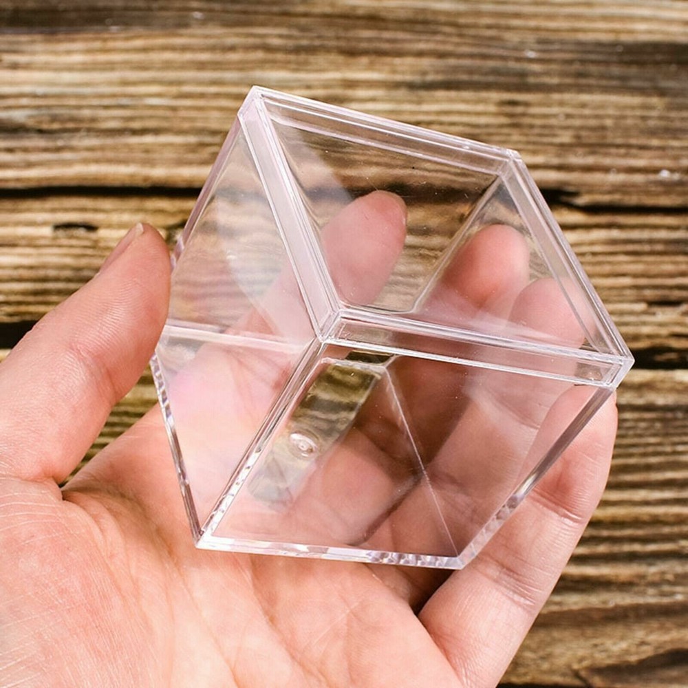 2pcs Clear Acrylic Display Box Case Perspex Dustproof Protection Decor 2"X2"