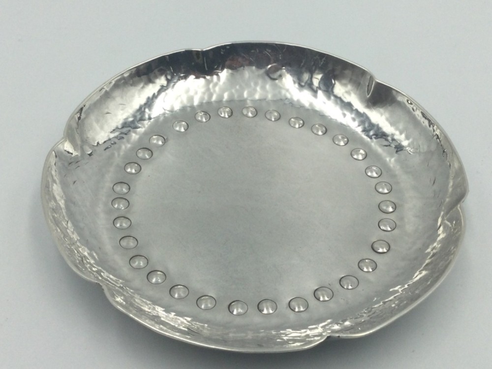 ARTS & CRAFTS STERLING SILVER DISH, CHESTER 1945
