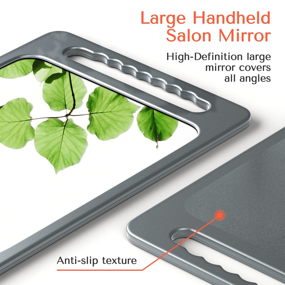 Unbreakable Hand Mirror with Double Handle- Large Handheld Barber Mirror for ...