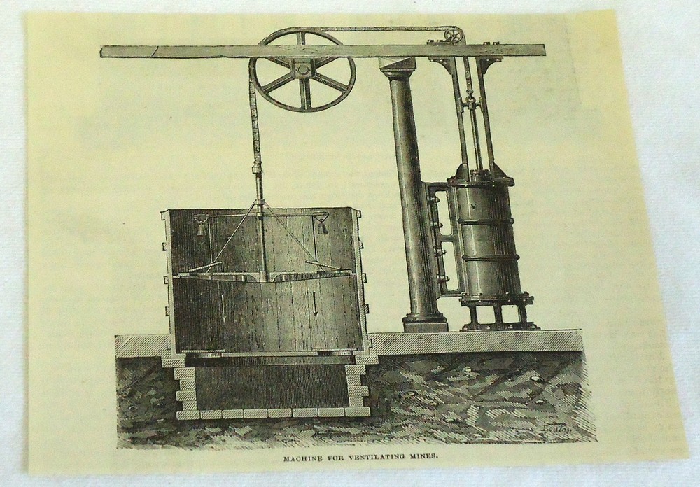 1878 magazine engraving~ MACHINE FOR VENTILATING MINES