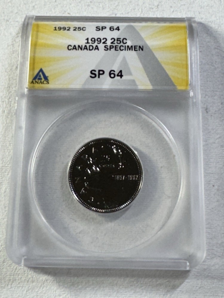 1992 Canada 25 Cents Specimen Graded SP 64 by ANACS