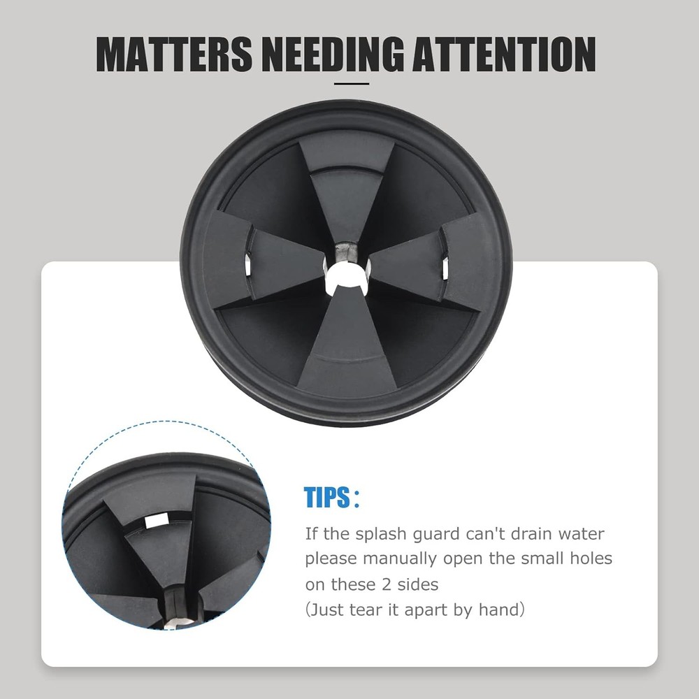 Garbage Disposal Splash Guards, 3 3/8" EPDM Rubber Drain Insert for Black