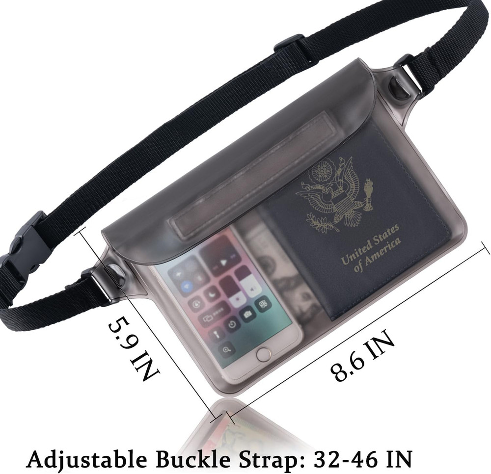 2-Pack Waterproof Pouch with Adjustable Waist Strap | Screen Touch Sensitive Dry