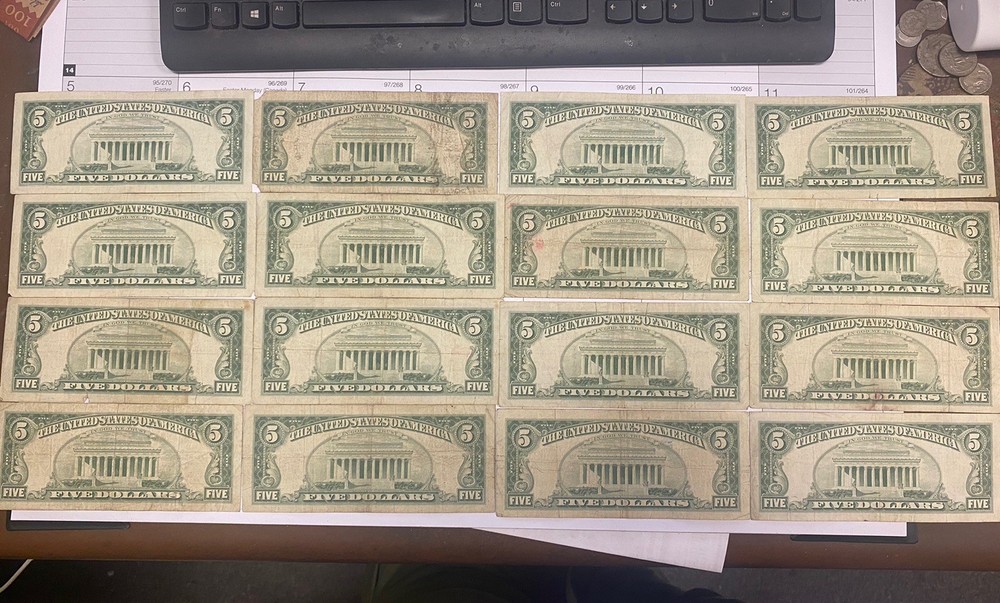 50pcs Red Seal $5 Notes Pack Old U.S Currency****