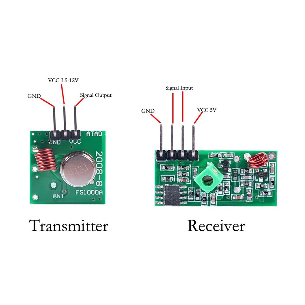 5 Sets 433M Transmitter Receiver Kit High Frequency RF Module Burglar Alarm